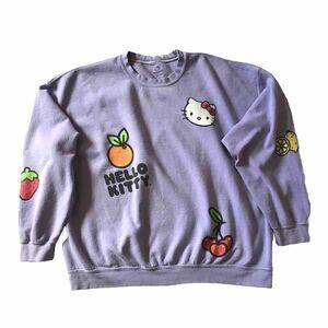 Hello Kitty by Sanrio Womens OS Purple Graphic Sweatshirt Crew Neck Long Sleeve